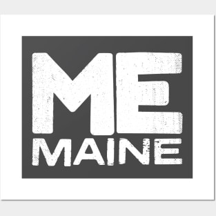 ME Maine State Vintage Typography Posters and Art